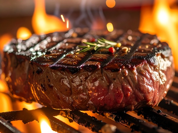 Een blik op een gegrilde rib eye