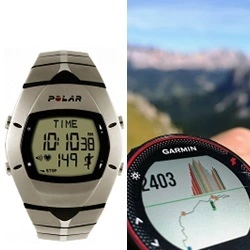 Foto van een sporthorloge van het merk Polar en Garmin